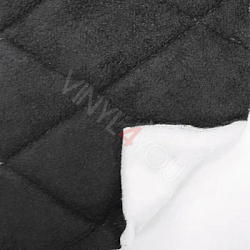 Алькантара стеганая черная Ромб с черной строчкой