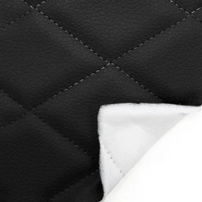 Экокожа стеганая Ромб Черная с Черной строчкой